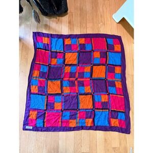 Vintage 1960s Strawbridge & Clothier Italy Silk Scarf Geometric Color Block Mod